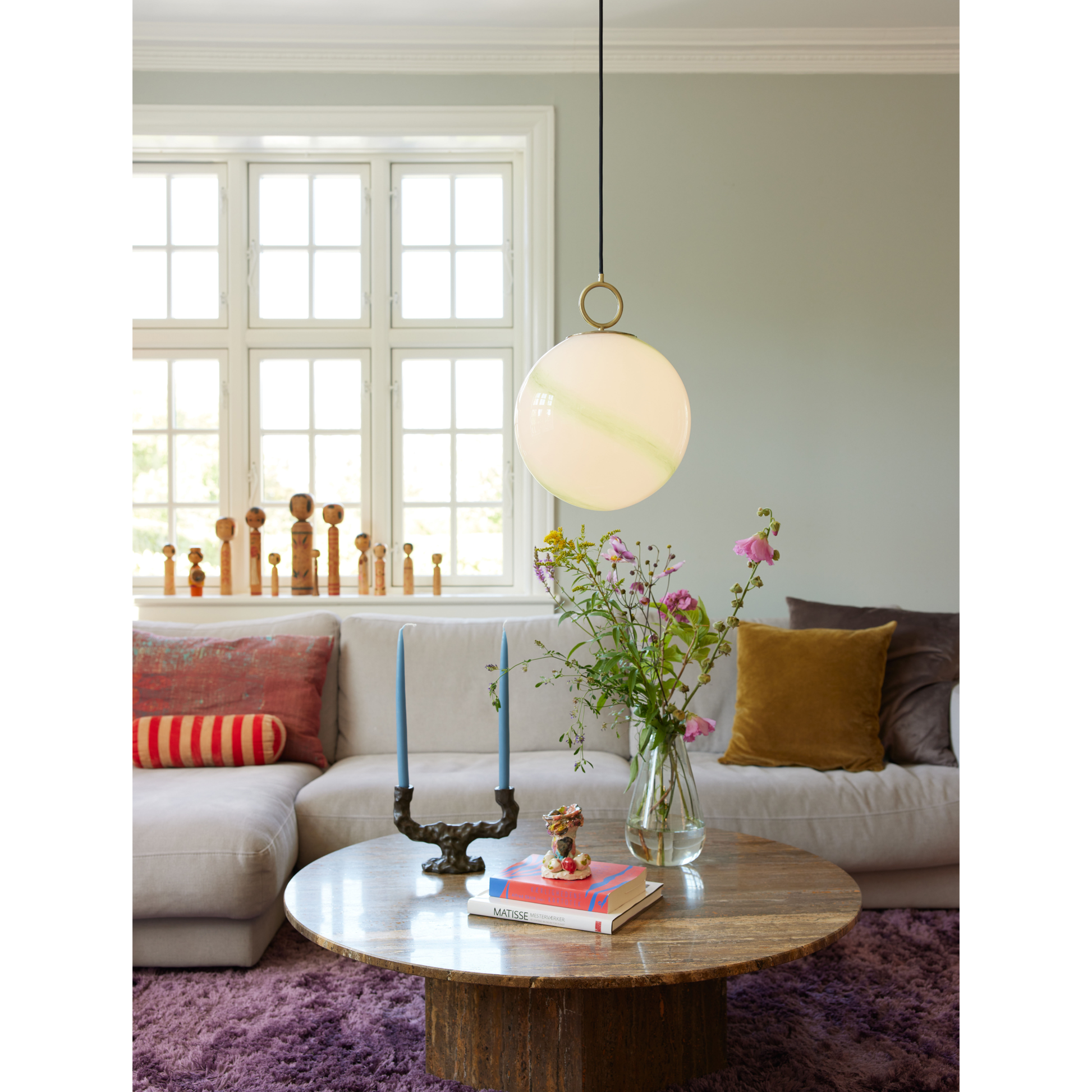 Stockholm pendel ø30 marble grøn