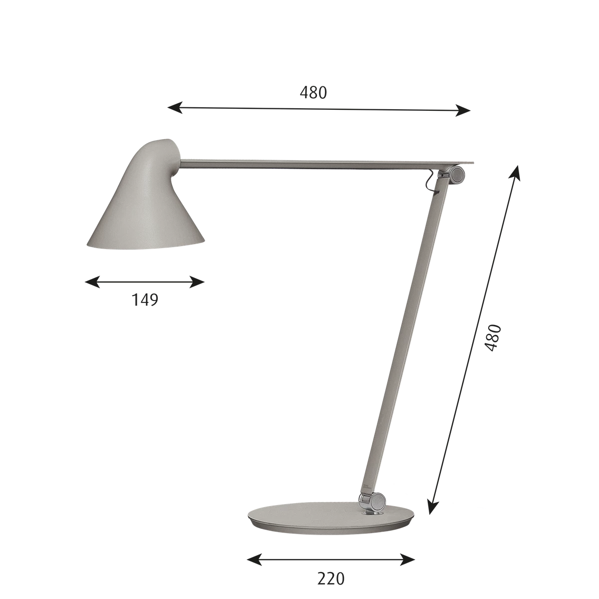 NJP bordlampe lys alu grå 3000k