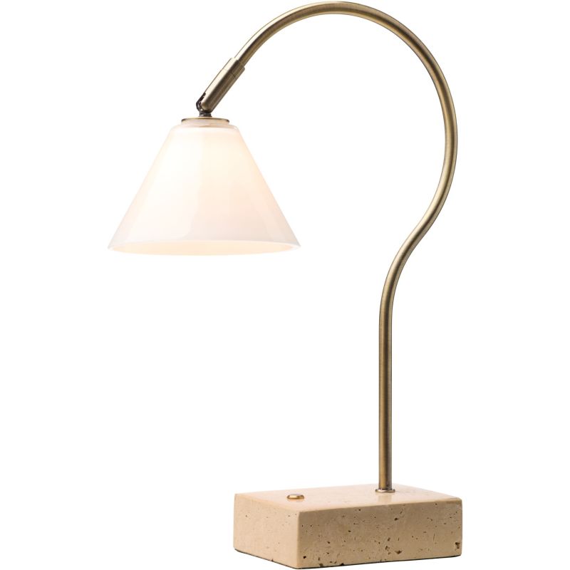 Question antik messing/opal glas transportabel bordlampe